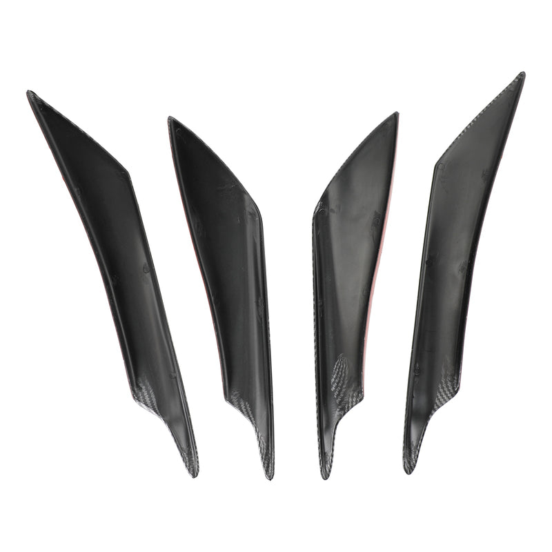 Paket med 4 Universal Front Bumper Fins Body Splitter Spoiler Canards Carbon Look