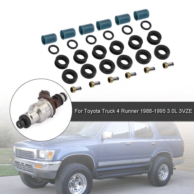 Kit de conversão de junta de reparo de injetor de combustível 6 peças adequado para caminhão Toyota 3VZE 1988-1995 3,0L