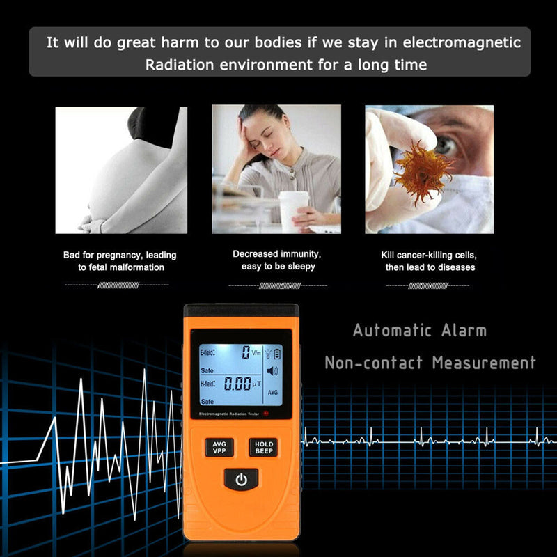 Detector de radiación de campo electromagnético LCD Digital medidor EMF dosímetro probador