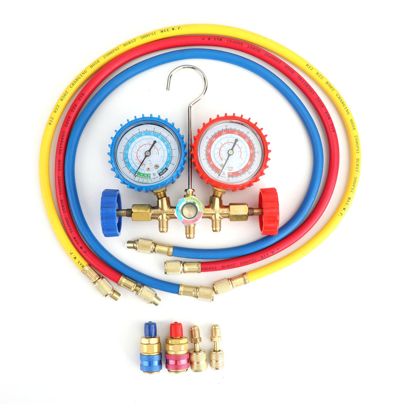 R410A R22 Manifold Gauge Set AC A/C Farbschlauch Klimaanlage HVAC 66"