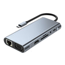 11 en 1 USB-C Tipo C Salida HD 4K USB 3.0 HD Adaptador HUB Base multifunción