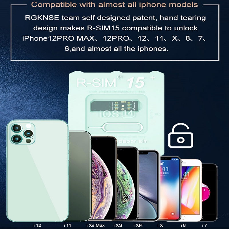 Atualize o cartão de desbloqueio RSIM-15+ 15 Nano para iPhone 13 Pro 12 Pro Max X Max 8 iOS15 