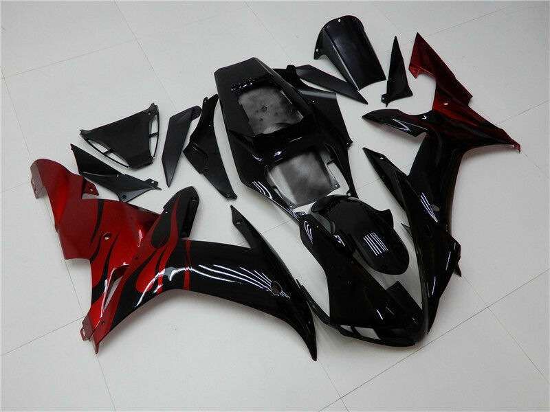 Juego de carenado de moldeo por inyección ABS compatible con Yamaha YZF R1 2002 2003 negro rojo genérico