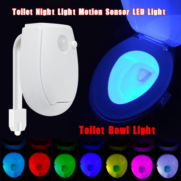 1 ~ 3pcs luz noturna de banheiro LED sensor ativado por movimento lâmpada de tigela de banheiro 8 cores
