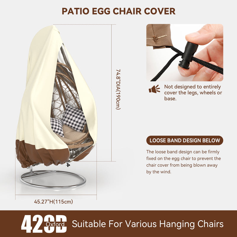 Patio Egg Stoltrekk Utendørs Hengende Dobbel Basket Egg Swing Cover Vanntett