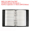2000 Uds 0603 1% SMD chip resistencia SMT 63 valores + condensador 17 valores libro de muestra