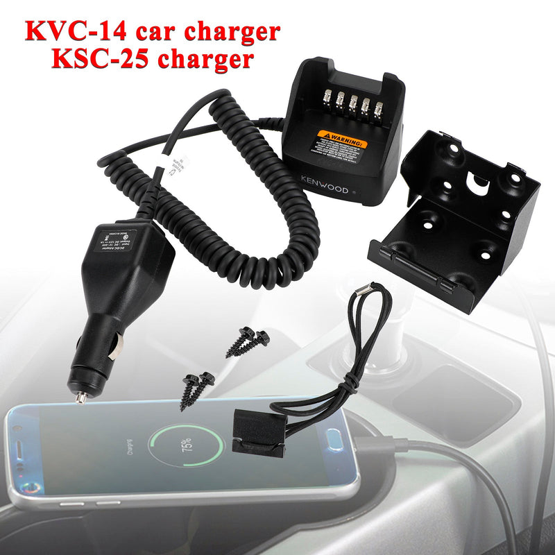 Cargador de batería de coche de 12-24V KVC-14 para radios TK2100 K2140 K2148 K2160 K3178