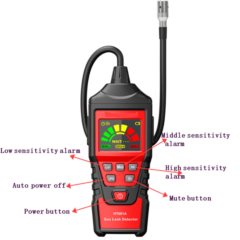 Tragbarer Lecksucher für brennbares Erdgas, Propan, LCD-Tester, visuelle Leckage