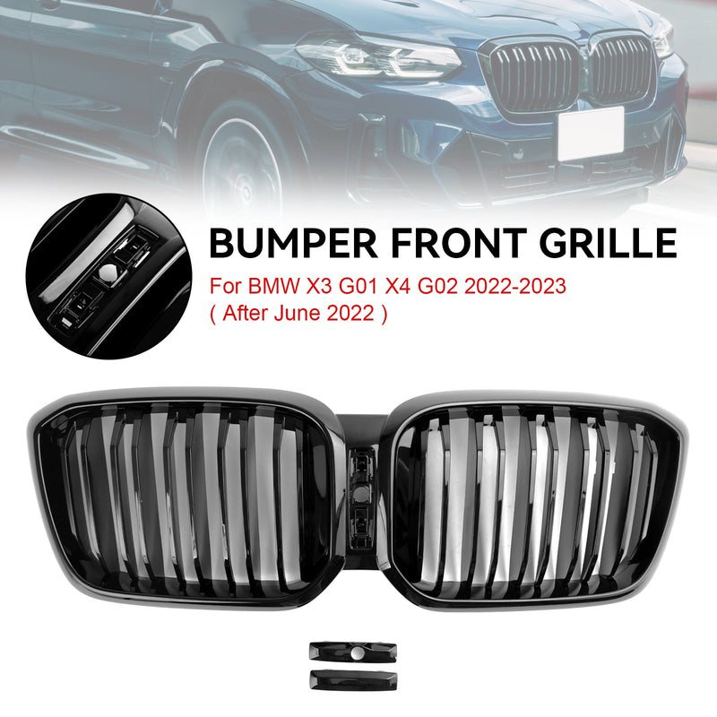 BMW X3 X4 G01 G02 2022 2023 blank svart främre njurgrill