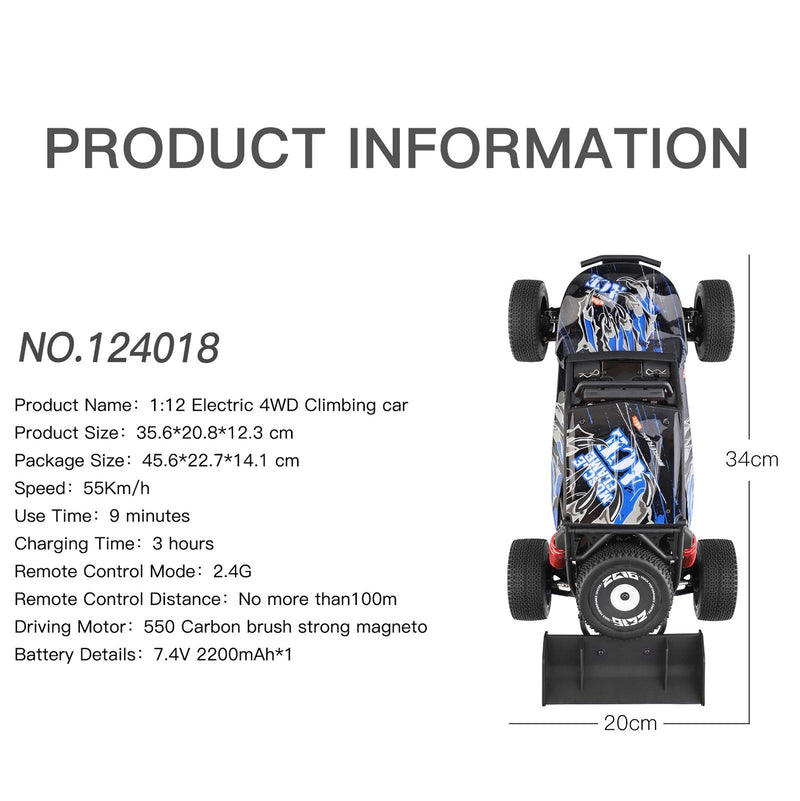 Wltoys 124018 RC racerbil 60 km/t 1/12 2,4 GHz Off-Road Drift RTR 4WD leketøysgave