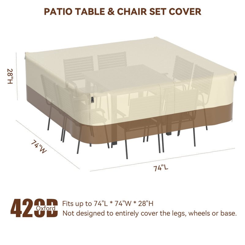 420D quadratische wasserdichte Terrassenmöbelabdeckung für Tische und Stühle im Freien