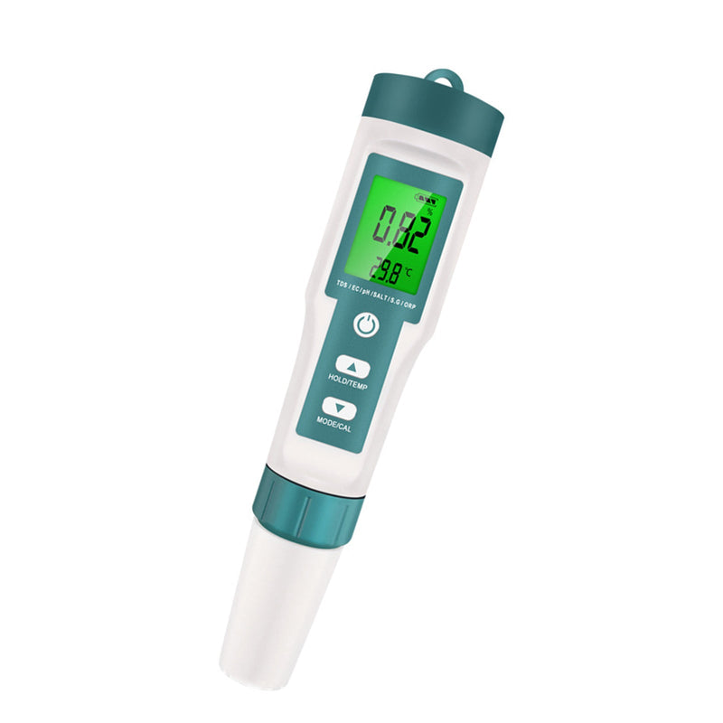 7 i 1 bakgrundsbelysning PH/TDS/EC/ORP/TEMP/SG/SALINTHAFT Digital vattenkvalitetstestare