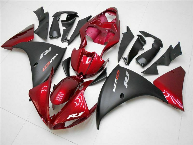 Spritzguss-ABS-Verkleidung aus Kunststoff, passend für Yamaha YZF R1 2009–2011, Rot, Schwarz, generisch