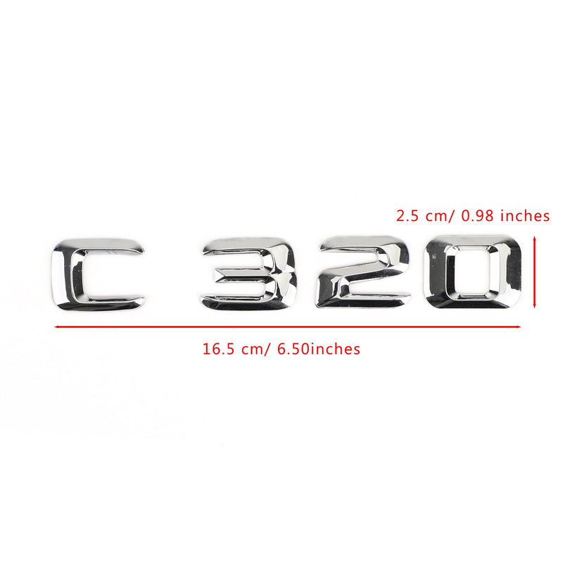 Heck -Trunk -Emblem -Badge -Namenschildscheibe -Buchstaben Zahlen passen Mercedes C320 Chrom