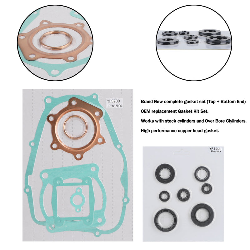 Komplett motorpakningssett med oljetetninger, egnet for Yamaha Blaster YFS 200 88-05 Generic