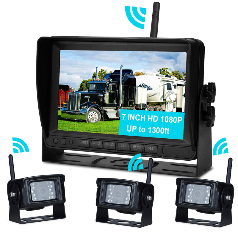 Drahtloses AHD 1080P-Rückfahrkamera-Set mit 7-Zoll-Display für LKW-Anhänger