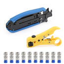 Koaxiální kompresní nástroj typu F Sada na krimpování koaxiálních kabelů Nastavitelná RG6 RG59 RG11