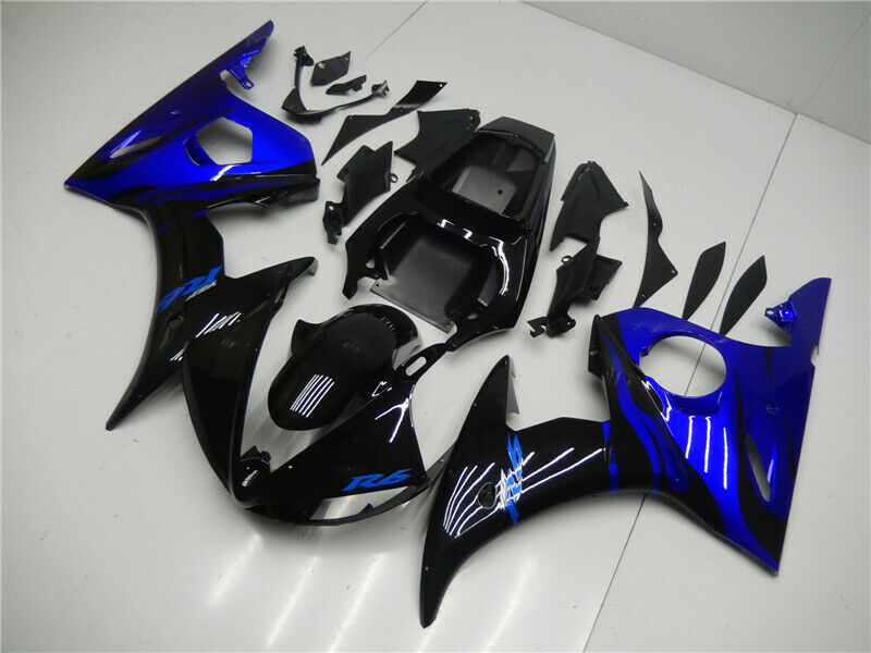 Verkleidungs-Einspritz-Kunststoff-Set passend für Yamaha 2003 2004 YZF R6 Blau Schwarz Generisch