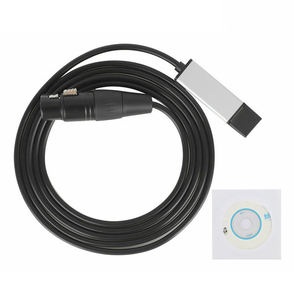 Adaptador de interfaz USB a DMX Cable controlador de luz de escenario DMX512 para computadora