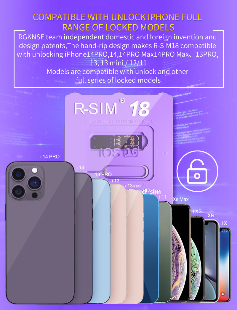 R-SIM 18 Nano desbloquear cartão RSIM para iPhone 14 Plus 13 12 Pro Max 11 Pro IOS 16