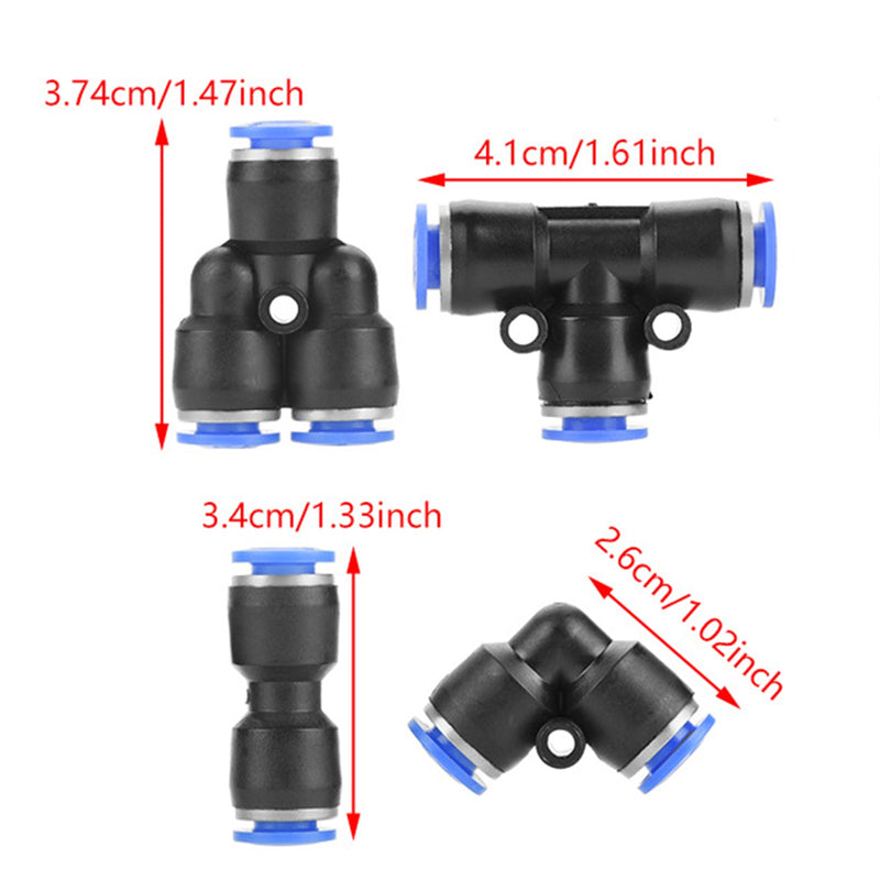 Conector de pressão pneumática 40 peças rápida 6mm OD 1/4" conexões de linha de ar de plástico