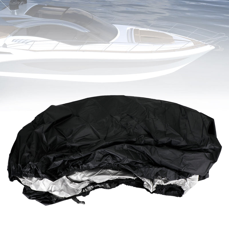 Cubierta impermeable resistente de 14 a 16 pies, color negro, para barcos de pesca remolcables con casco en V