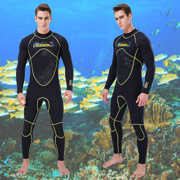 Fato de mergulho masculino 3MM para mergulho com snorkel corpo inteiro triatlo