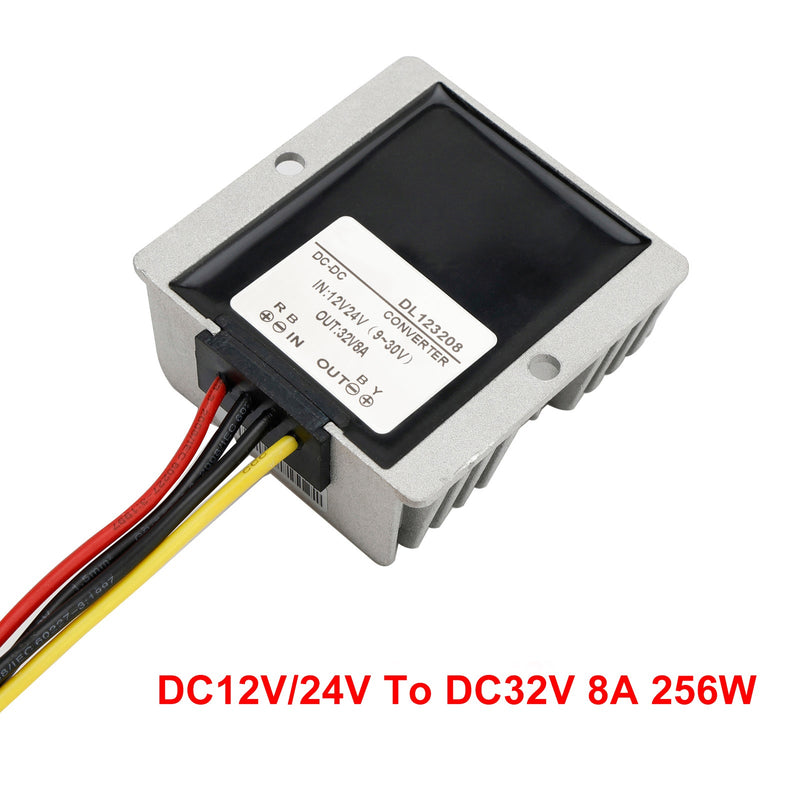 Vanntett DC/DC omformer regulator 12V/24V opp til 32V 8A 256W