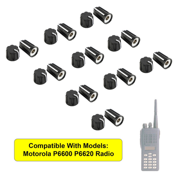 10 conjuntos de controle de volume e tampa do botão seletor de canal para rádio Motorola P6600 P6620