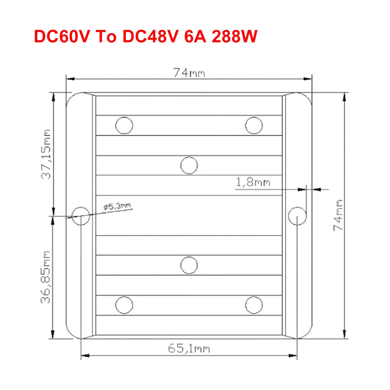 Vedenpitävä 60 V - 48 V 6 A 288 W Step Down DC/DC -virtamuunnin