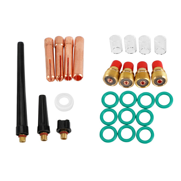 Kit de copa Pyrex de cuerpo de mandril de lente de Gas TIG Wp 9 20 25 Antorcha de soldadura TIG 26 piezas