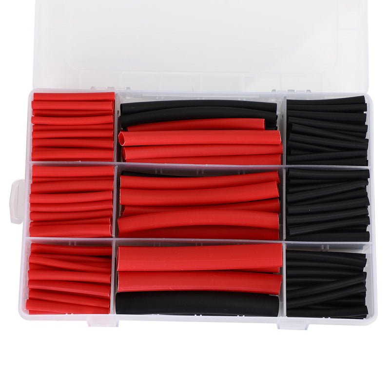 300 Stück Schrumpfschlauch-Kit 3: 1-Verhältnis Dual Wall Adhesive Lined Kit Schwarz Rot