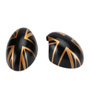 2 capas de espelho com bandeira Union Jack UK para MINI Cooper R55 R56 R57 preto/dourado