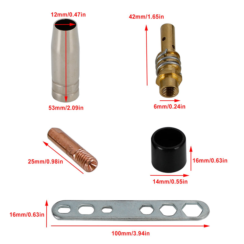 24 Stück 15AK MIG/MAG Schweißbrenner Kontaktspitzenhalter Gasdüse Schwanenhalsteile