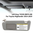 Toyota Highlander 2014-2019 Lewa osłona przeciwsłoneczna z toaletką Jasnoszara 74320-0E074-B0