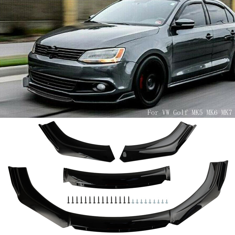 4 delar Universal Car Front Bumper Lip Body Set Splitter Diffuser Protector Black