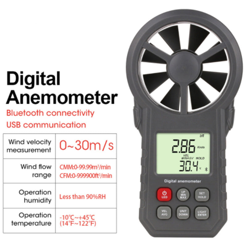 LCD Digital Anemometer Thermometer Luftdurchflussmesser Windgeschwindigkeitsmesser 0-30M/s