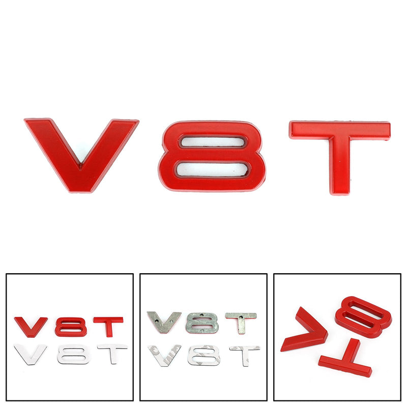 V8T Emblem märke för Audi A1 A3 A4 A5 A6 A7 Q3 Q5 Q7 S6 S7 S8 S4 SQ5 Röd