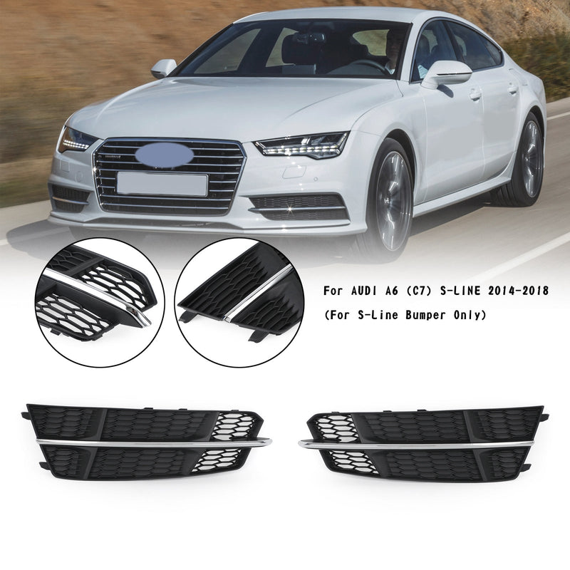 Etupuskurin alasäleikkö sopii Audi A6 C7 S-Line 2016-2018 Black Chrome