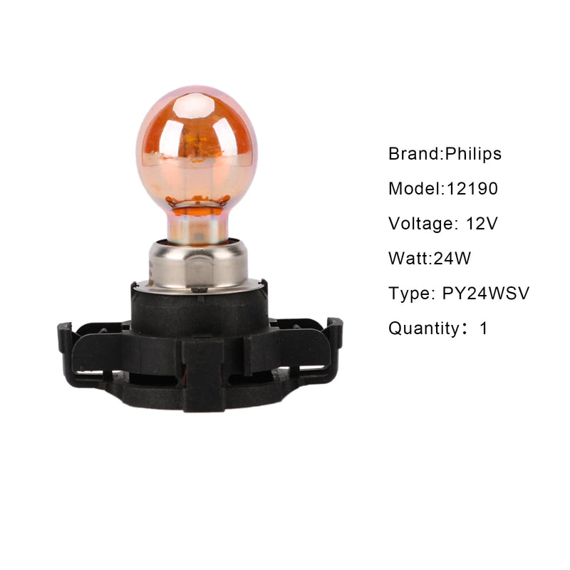 Für Philips Standard PY24W 12190SV 24W Amber Glühbirnen Bluden -Blude -Tag -Licht
