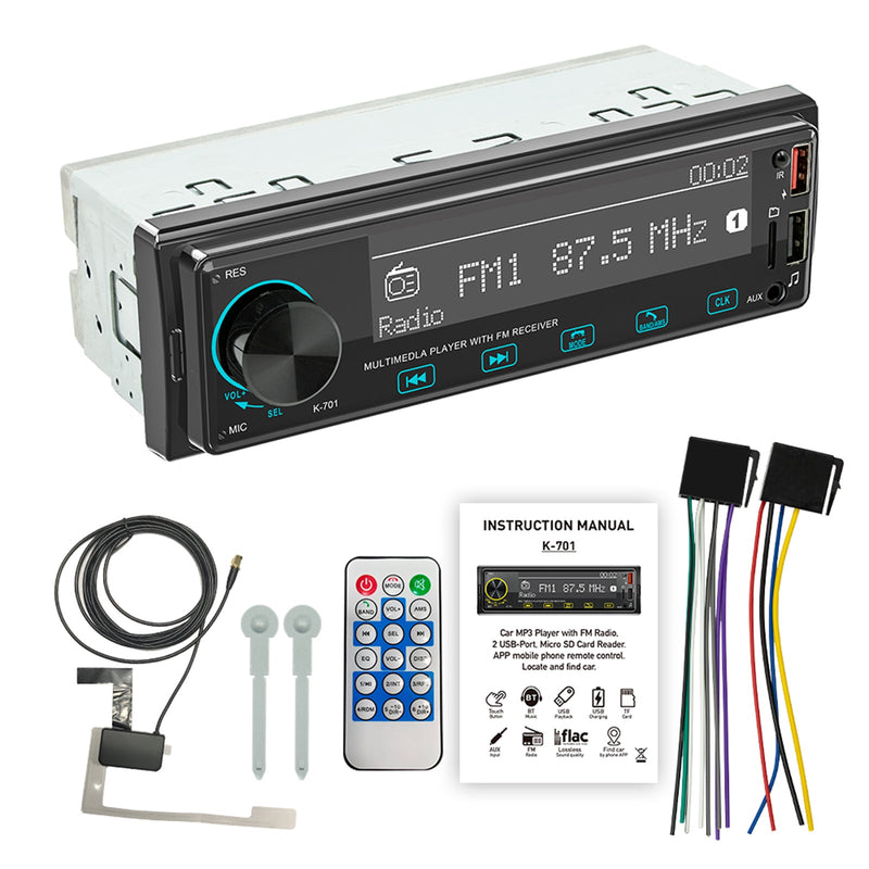 Tela sensível ao toque 2.5D 1DIN Bluetooth estéreo rádio FM carro MP3 player com DAB