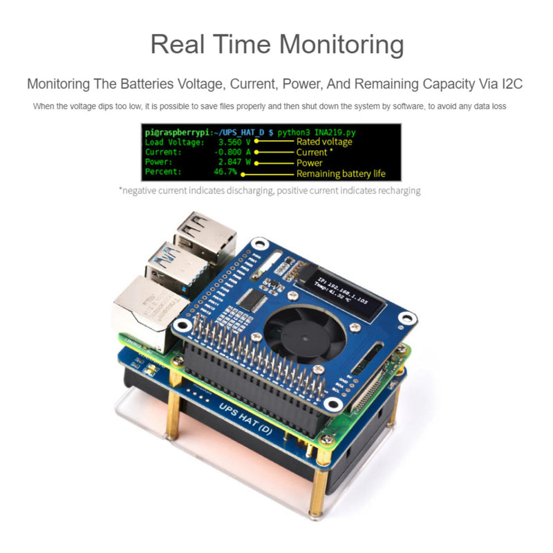 UPS HAT (D) Zestaw do modułu zasilacza bezprzerwowego Raspberry Pi 5V