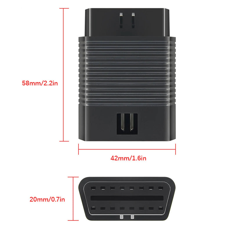 OBD2 Scanner Partner Conector adaptador de diagnóstico macho a hembra de 16 pines