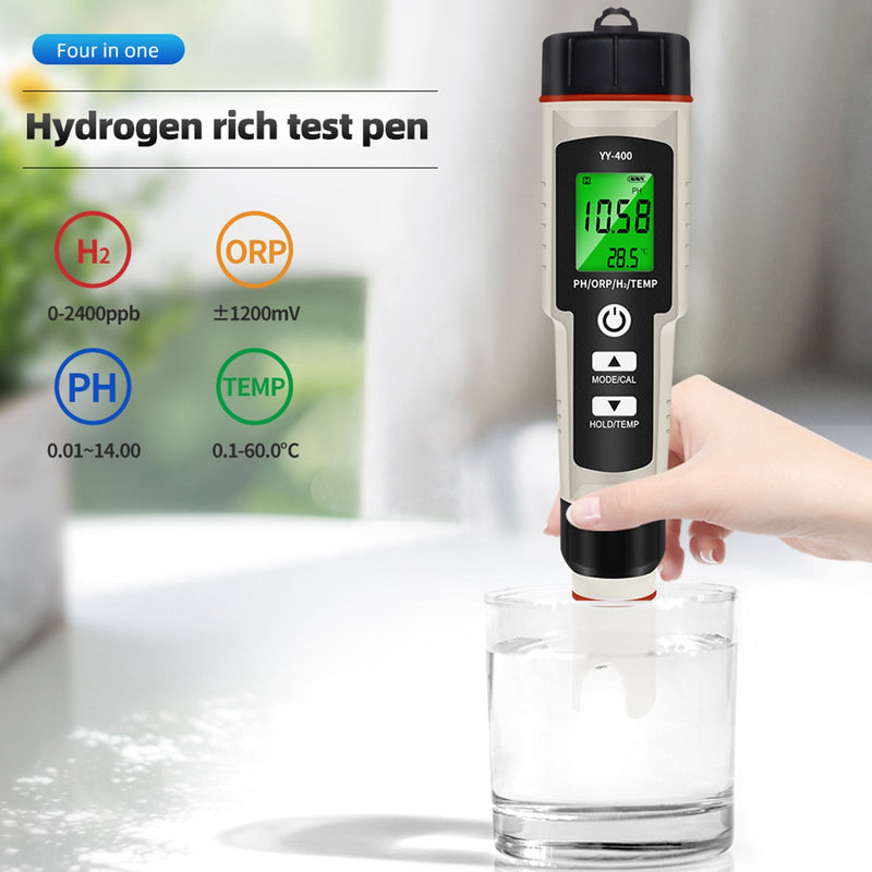 Bærbar 4 i 1 hydrogenrik testpenn PH/ORP/TEMP vannkvalitetsmåler