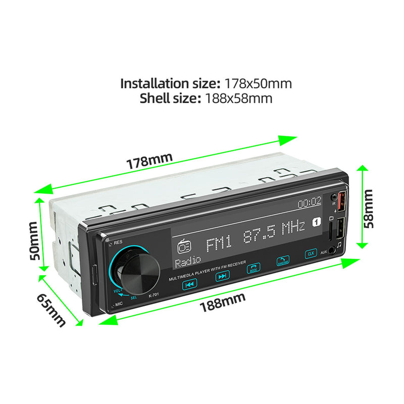 2.5D-kosketusnäyttö 1DIN Bluetooth-stereoradio FM-auto MP3-soitin DAB:lla