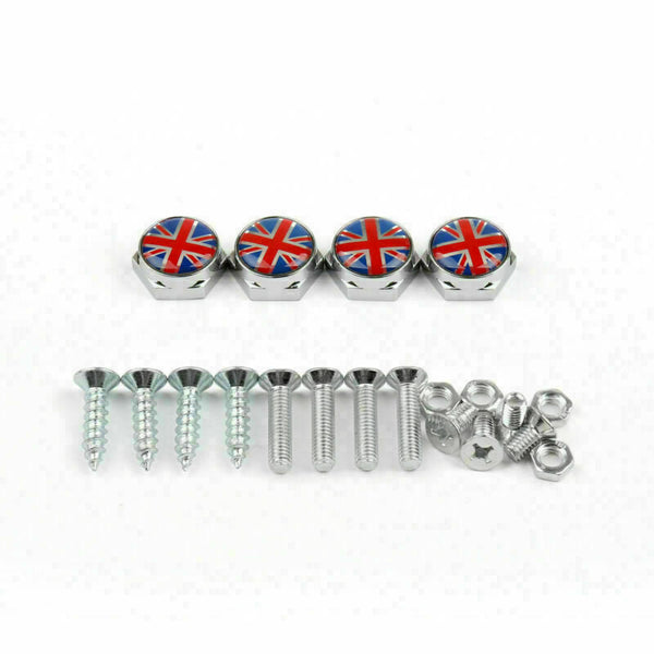 Union Jack Chrom Metall Nummernschild Rahmen Schraube Bolt Cap Para Mini Cooper