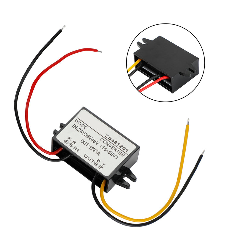 Vanntett DC-DC omformer 24V 36V 48V trinn ned til 12V strømforsyningsmodul