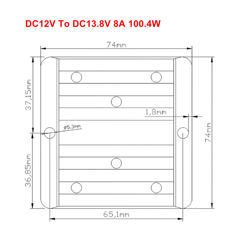 Vedenpitävä DC/DC-muuntimen säädin 12V - 13,8V 8A 110,4W