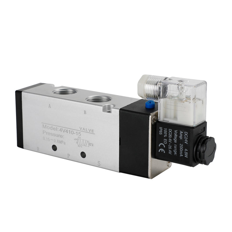 4V410-15 Válvula Solenoide Eléctrica Neumática 5 Vías 2 Posiciones PT1/2"DC 24V