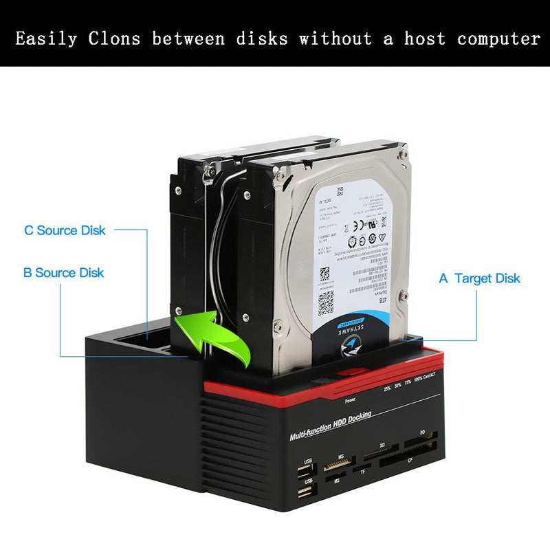 Multifunktions 2.5 3.5" HDD Dockningsstation UKB 3.0 Clone Hard Drive EU